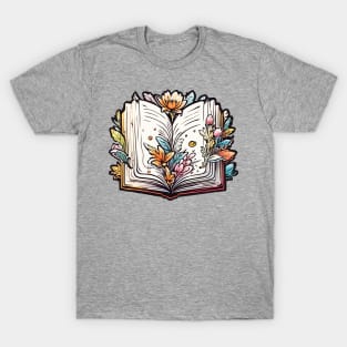 Open Book With Flowers T-Shirt